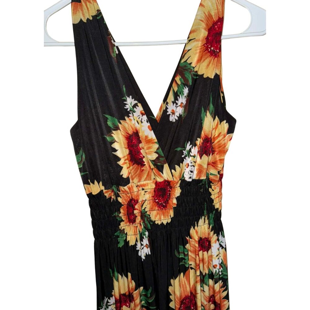 🔵 NWOT Maxi Stretch Sunflower Dress - Picture 3 of 5